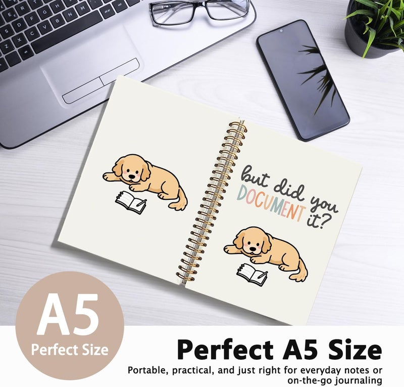 WLIANG Funny Golden Retriever Notebook Journal Gifts for Women & Men, Golden Retriever Lovers Gifts Notebooks for Women, But Did You Document It Hardcover Spiral Notebook 5.5x8.3 Inch - Image 2